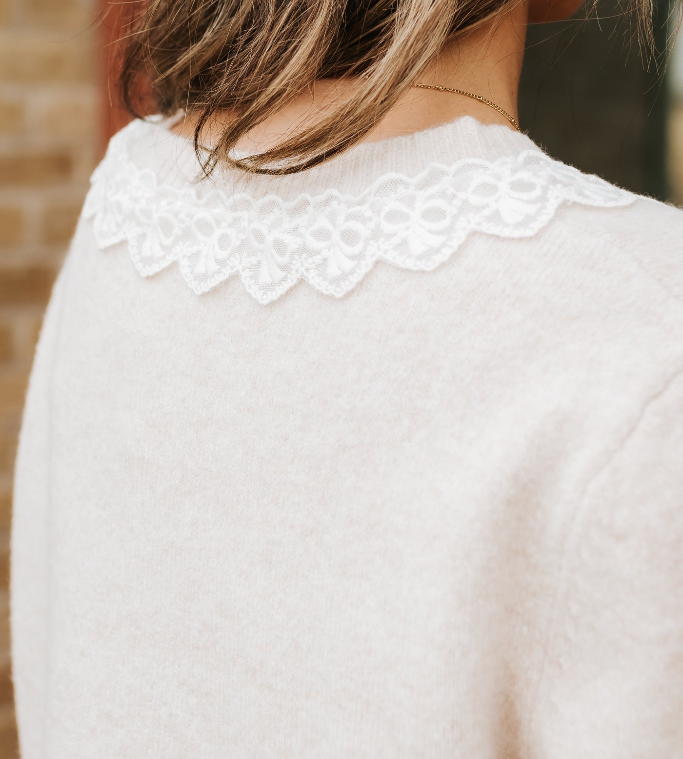 Cream Lace Trim Cardigan SWJ3069