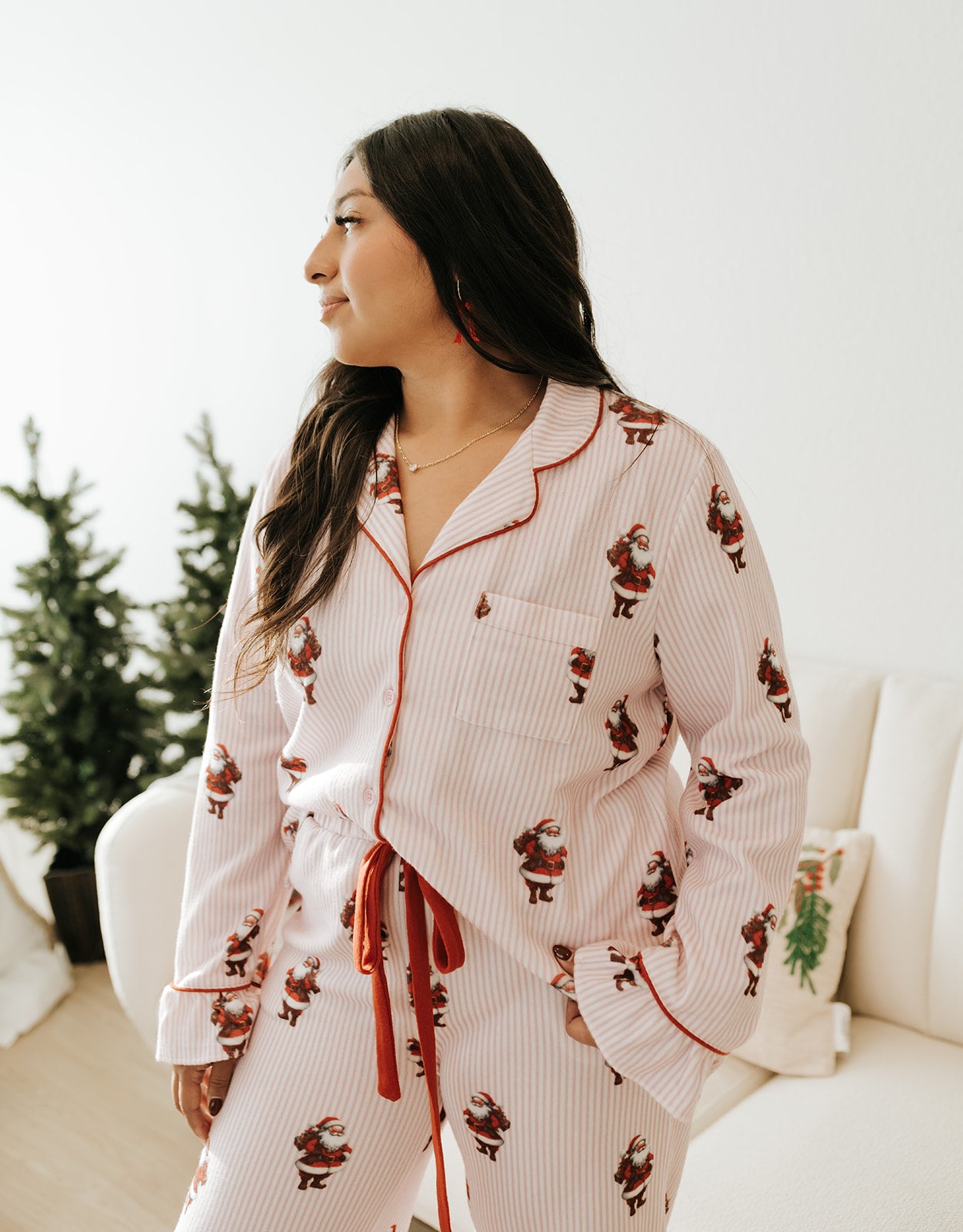 Pink/Red Striped Santa Claus Pajama Set IFKTP200567-03