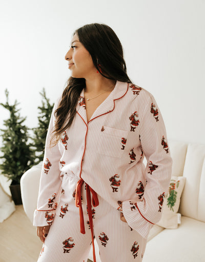 Pink/Red Striped Santa Claus Pajama Set IFKTP200567-03