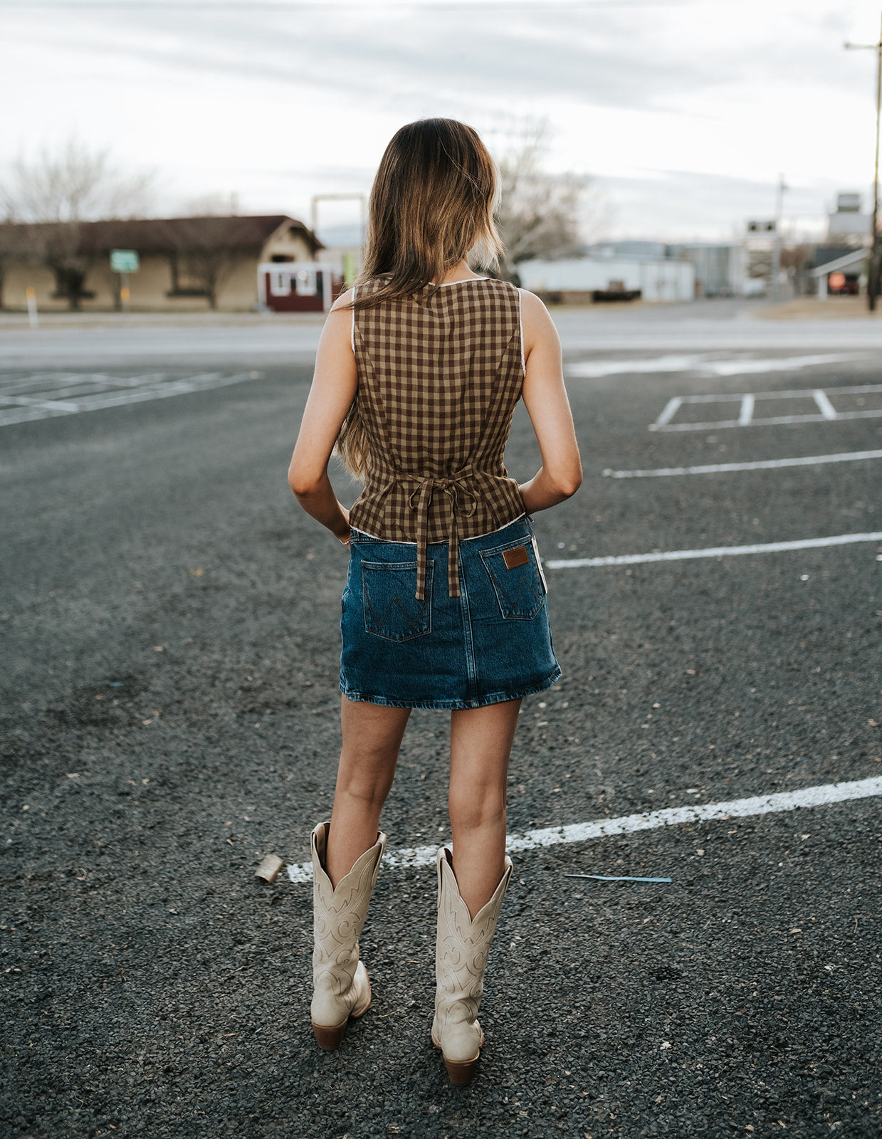 Brown Rebecca Gingham Vest PCT785