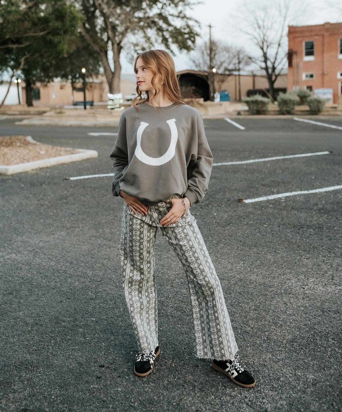 Grey Snake Print Pants P5222