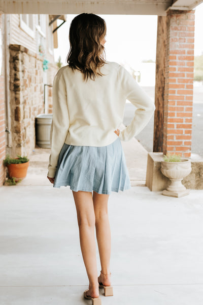 Lt Blue Denim Pleated Skort S26195