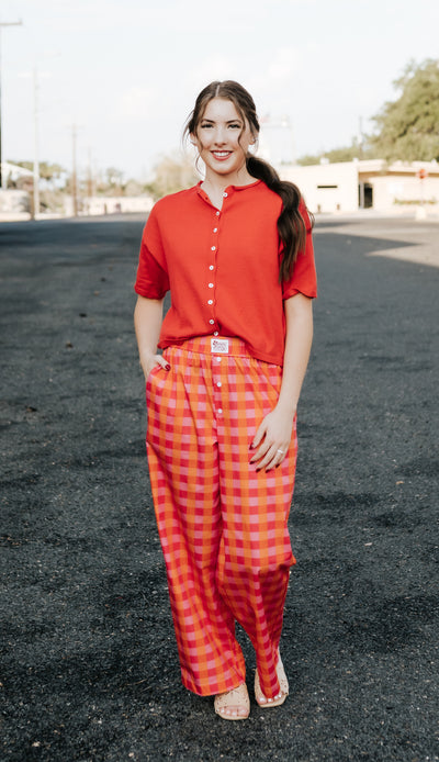 Hot Pink/Orange Plaid Pants