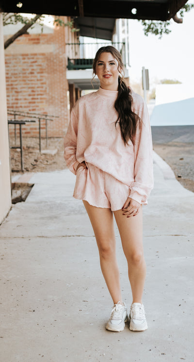 Pink Camouflage Oversized Mock Neck Sweatshirt