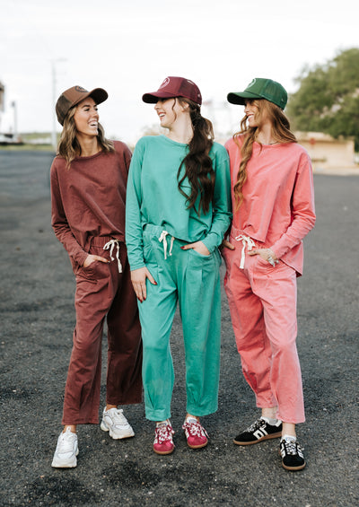 Emerald Washed Pleat Detail Short Sleeve Top and Pant Set