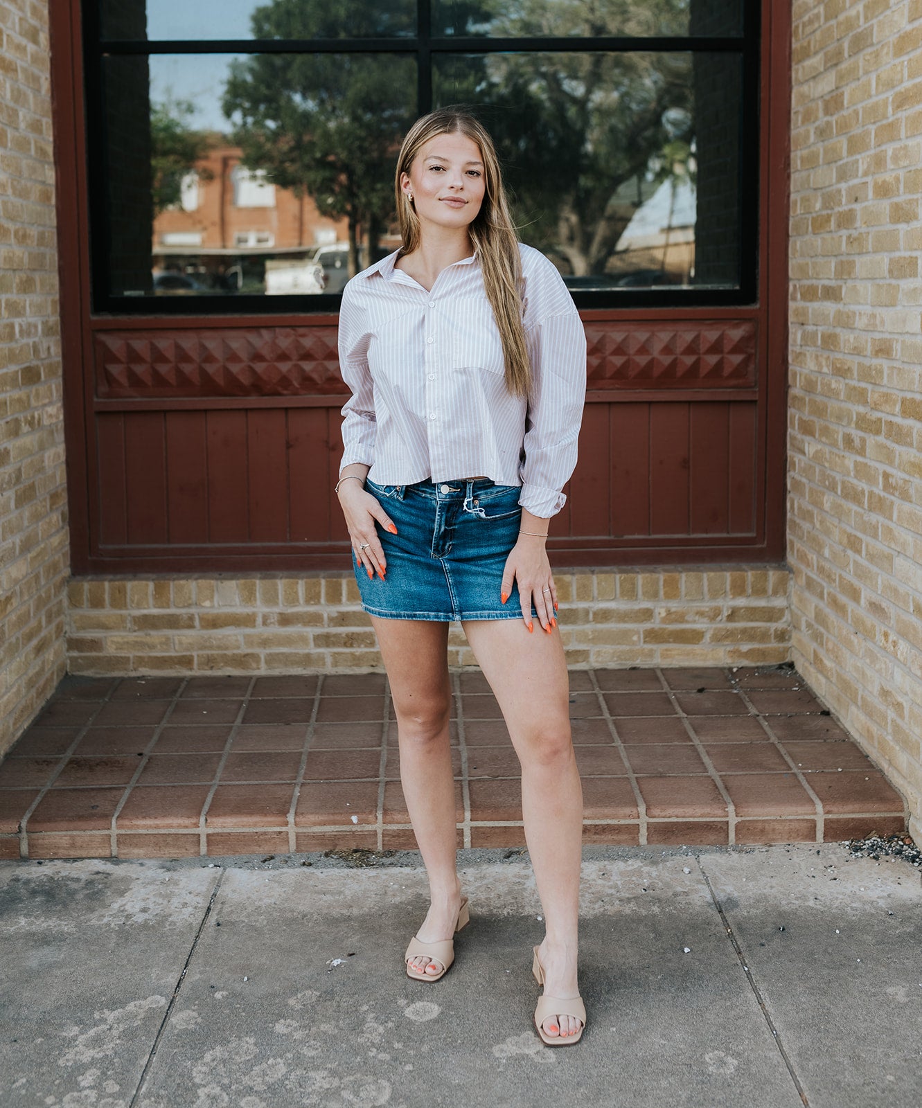 Mojave Stripe Cropped Adrianna Top