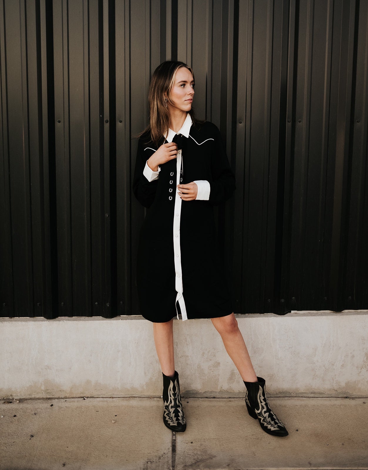 Wrangler Women's Contrast Cuff Western Mini Dress Black 112371834