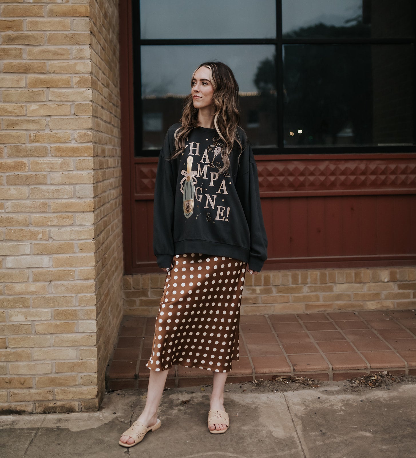 Brown Polka Dot Skirt TBS14115
