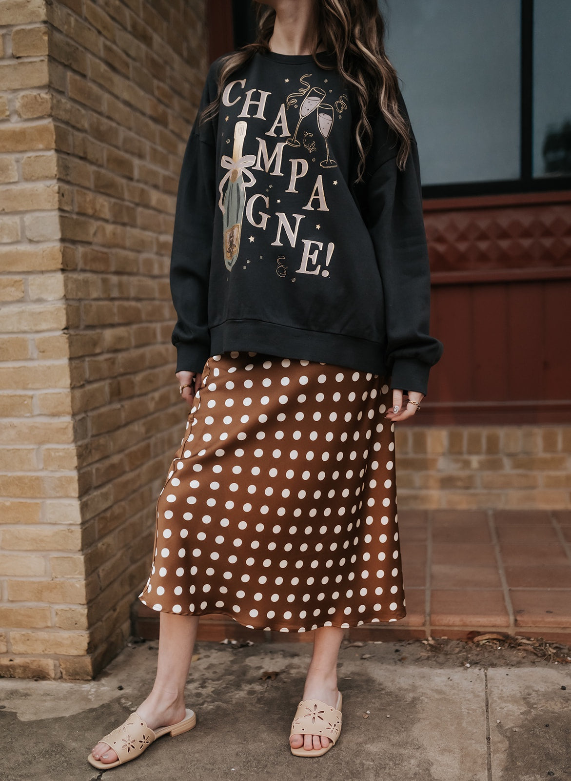 Brown Polka Dot Skirt TBS14115