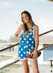 Royal Blue Game Day Polka Dot Overalls G30426