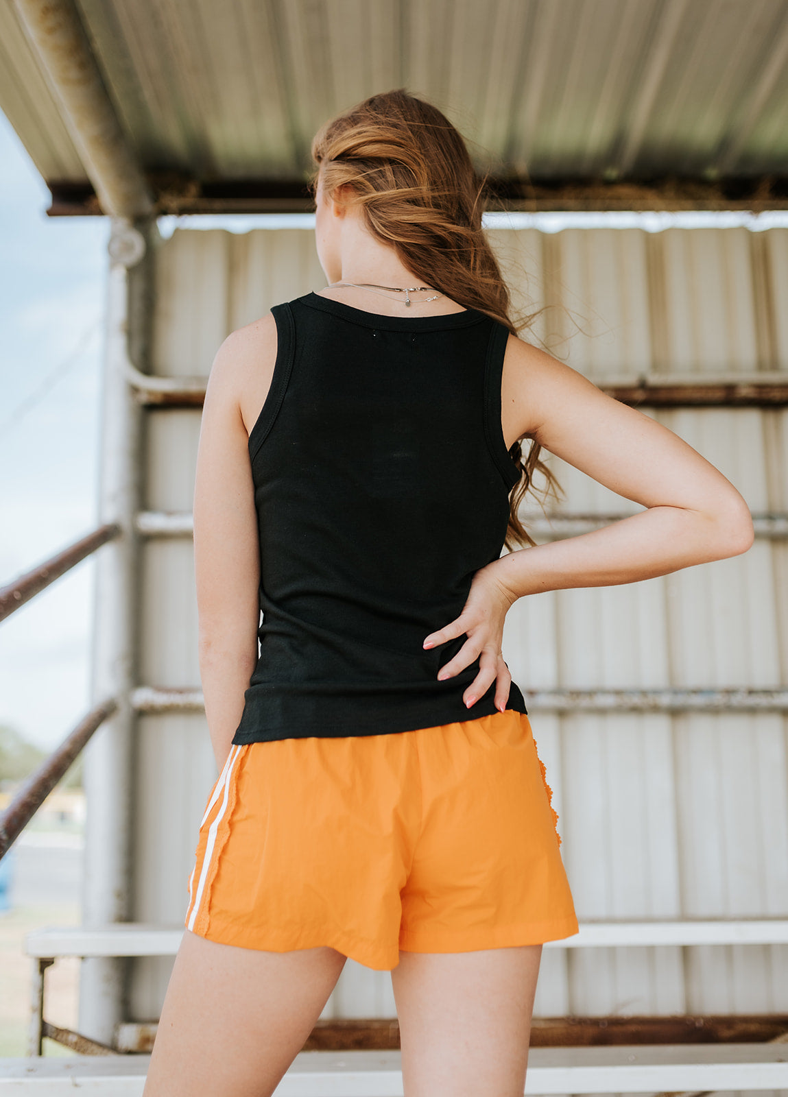 Lace Trim Orange Shorts CP18000