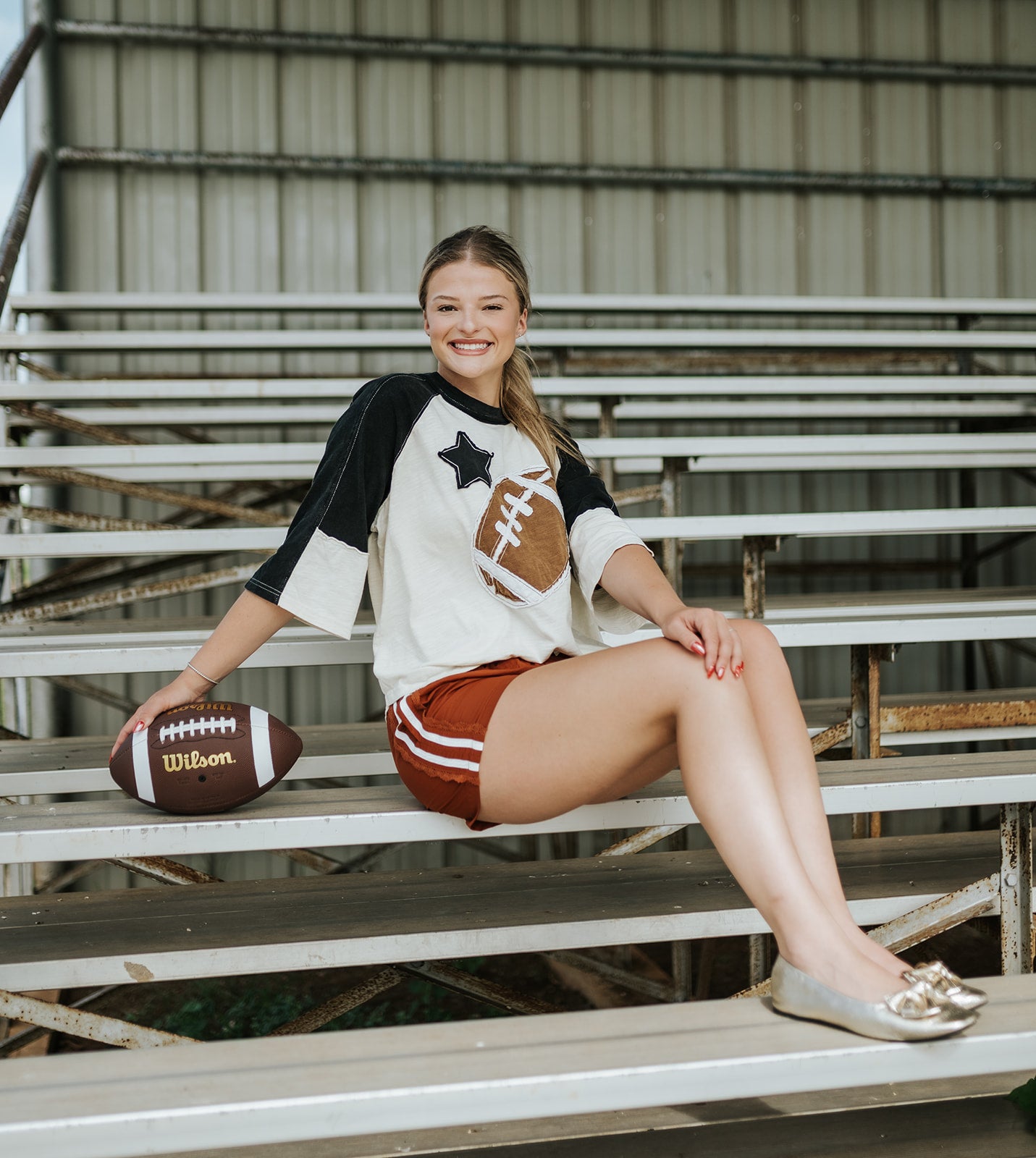 Black Football Patch Color Block Top C15829