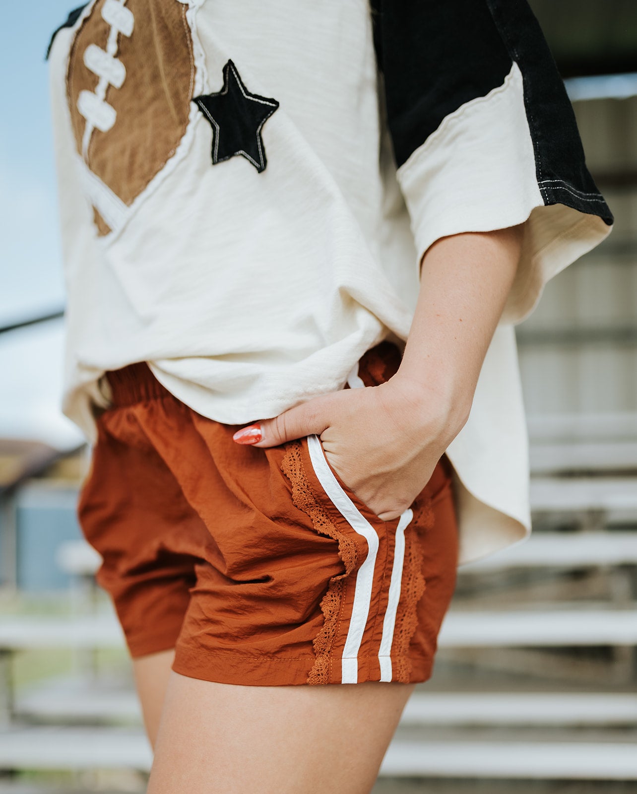 Lace Trim Burnt Orange Shorts CP18000