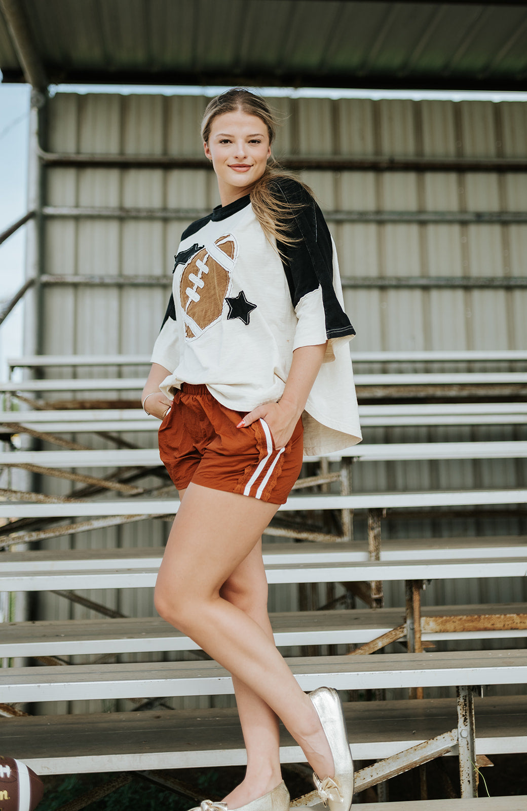Lace Trim Burnt Orange Shorts CP18000