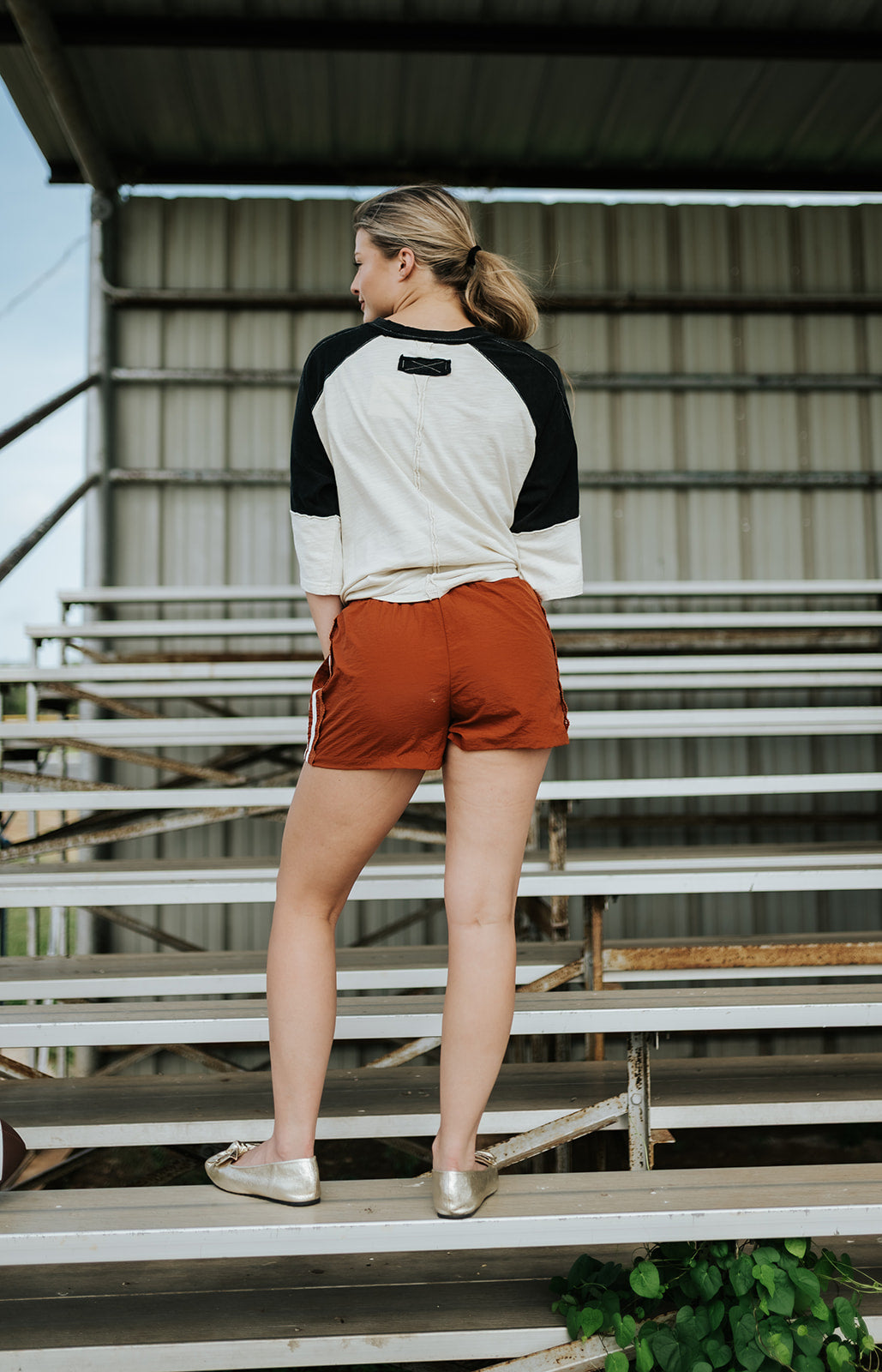 Lace Trim Burnt Orange Shorts CP18000