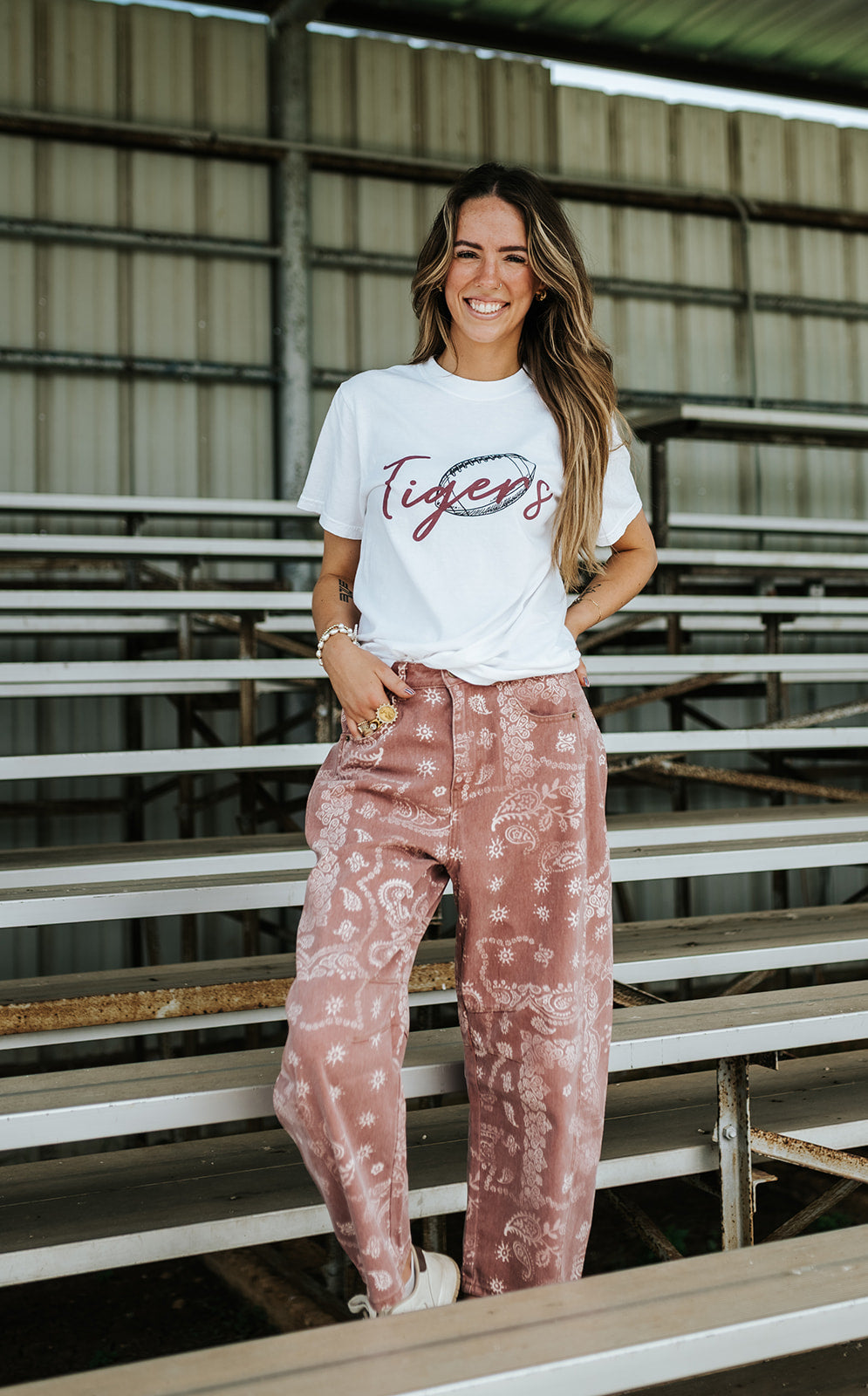 Berry Rouge Paisley Print Washed Pants P6317
