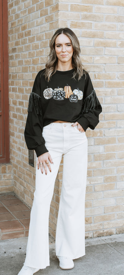 Pumpkin Sequin Patch Top