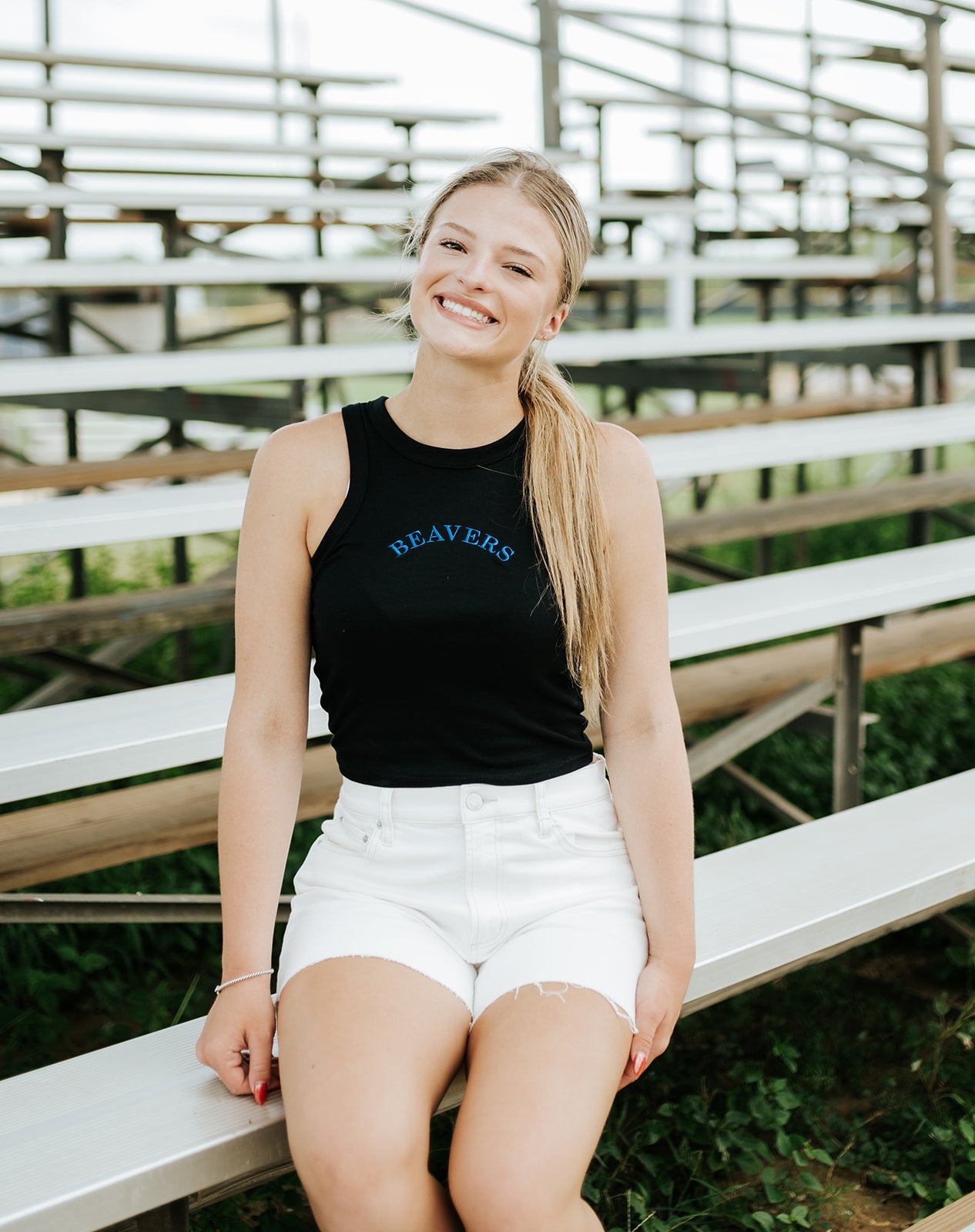 Black Emb Racerback Tanks Royal Blue Beavers