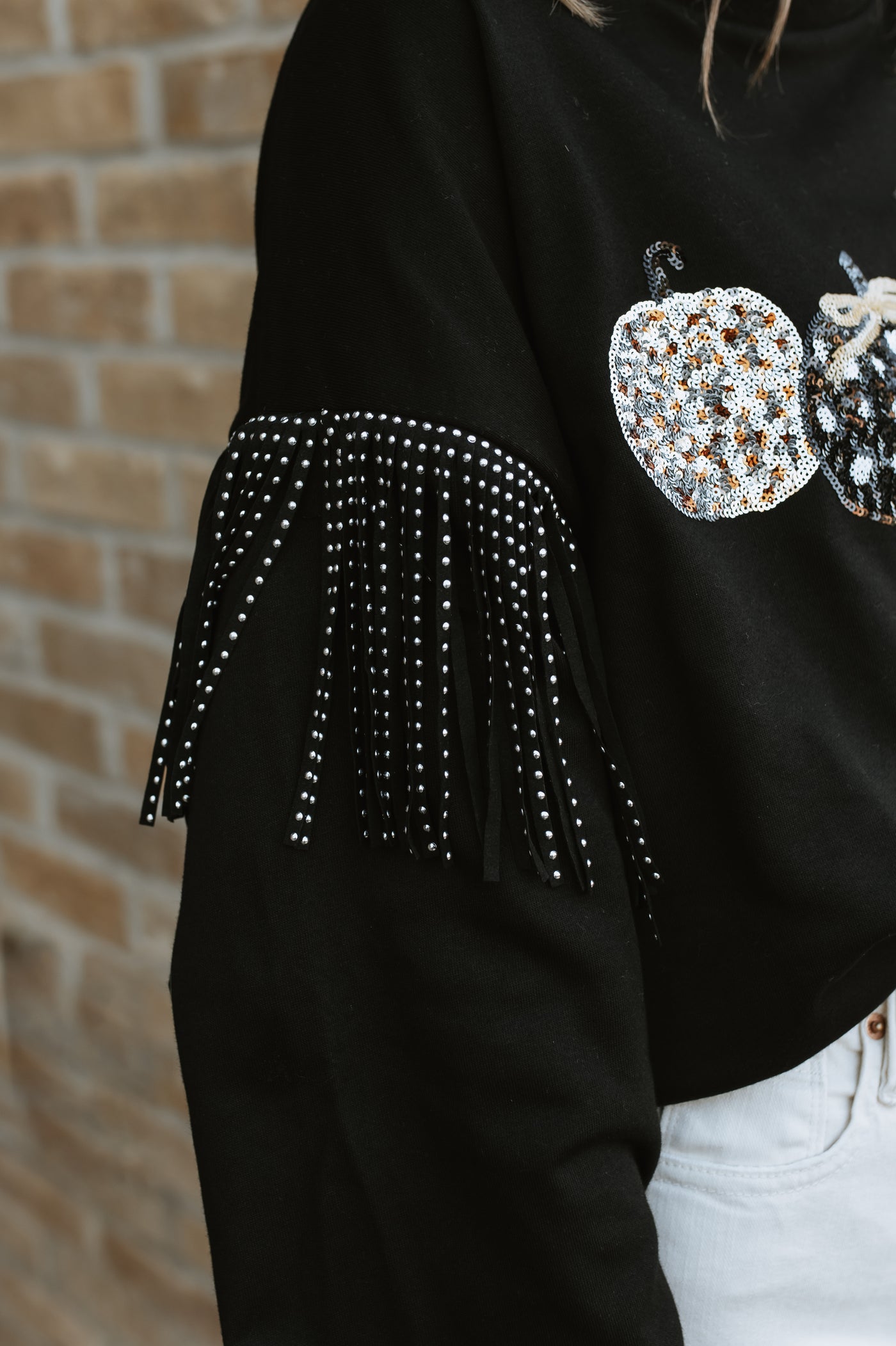 Pumpkin Sequin Patch Top