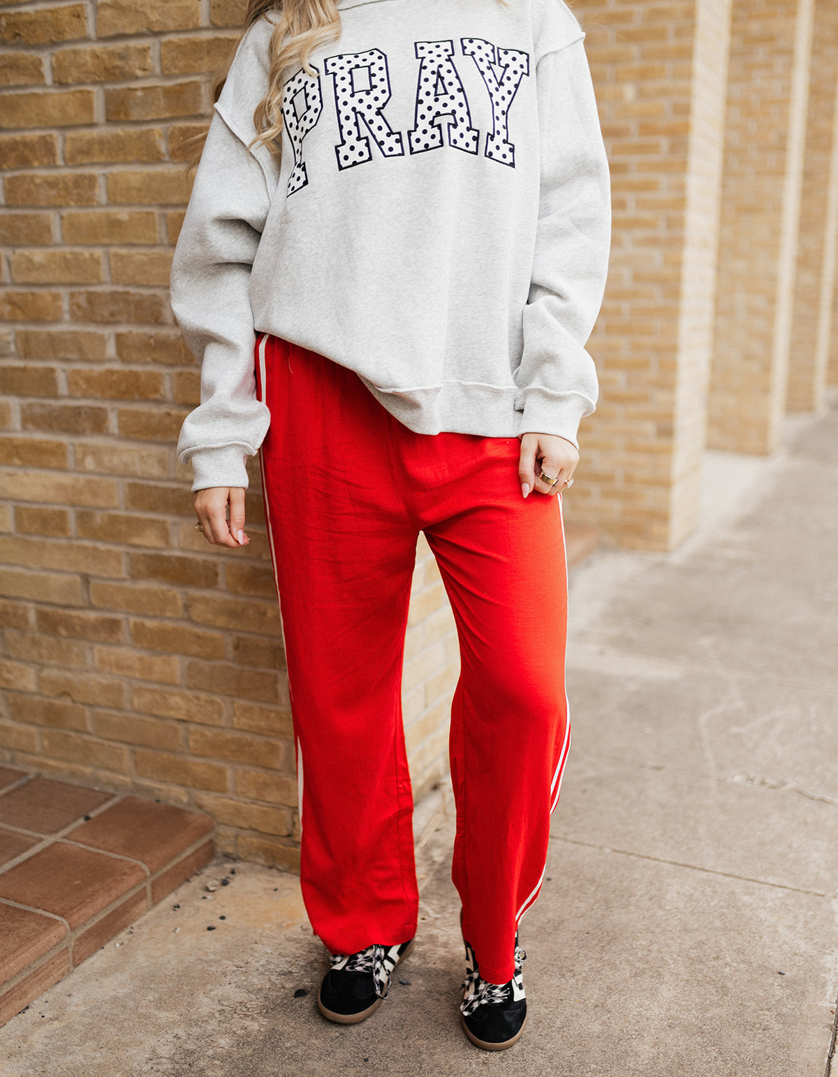 Heather Grey Emb PRAY Mock Neck Sweatshirt IT2594E-PRAY1