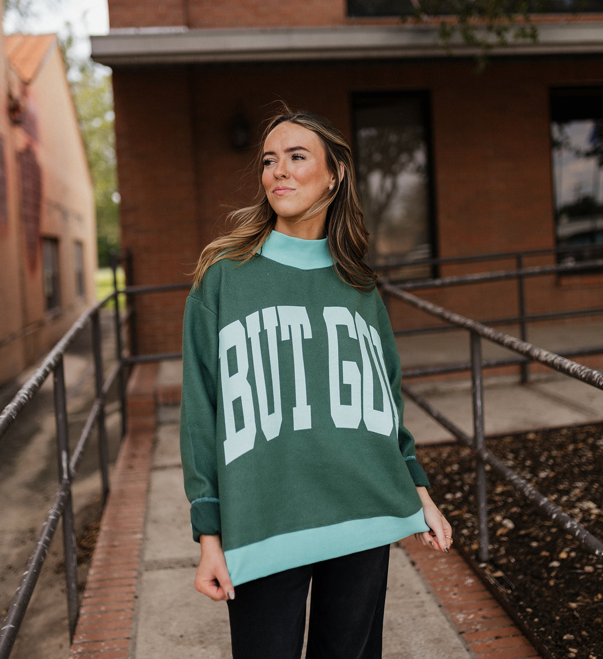 But God Two-Sided Mock Neck Sweatshirt