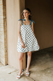 Dusty Blue Polka-Dot Mini Dress JD26804