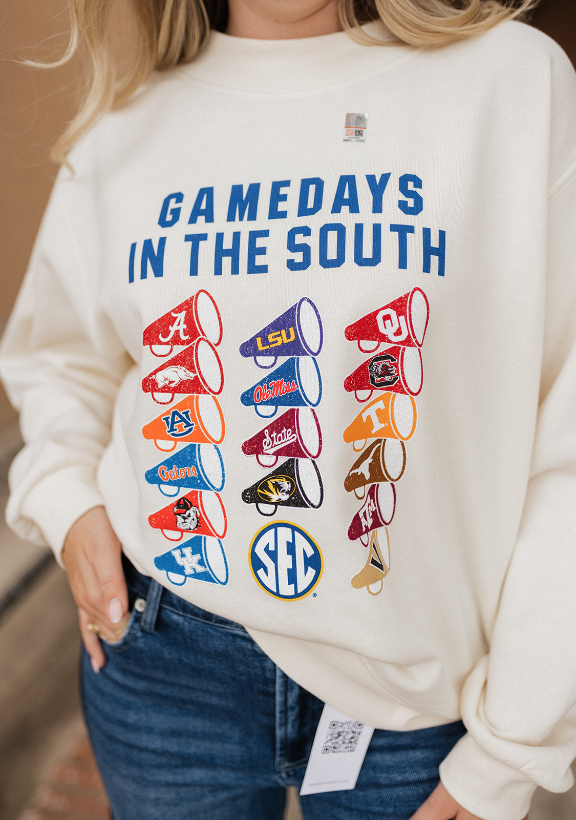 White SEC Megaphone Mockneck