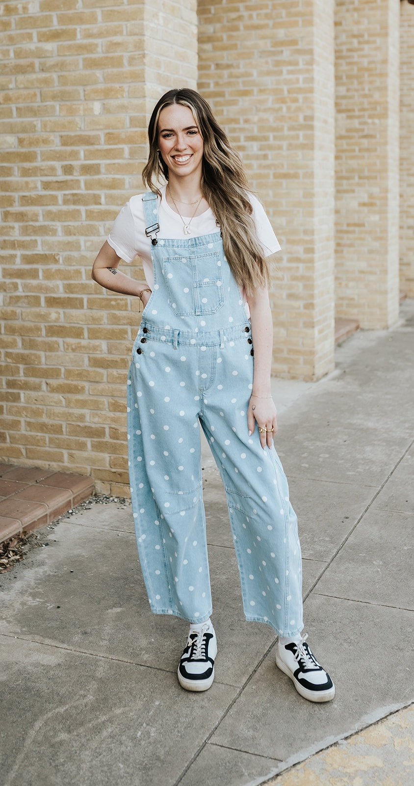 Light Denim with White Polka Dot Overalls IR200943-01