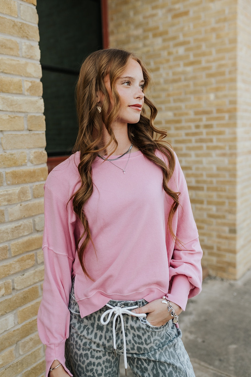 Pigment Cashmere Rose Trenton Sweater