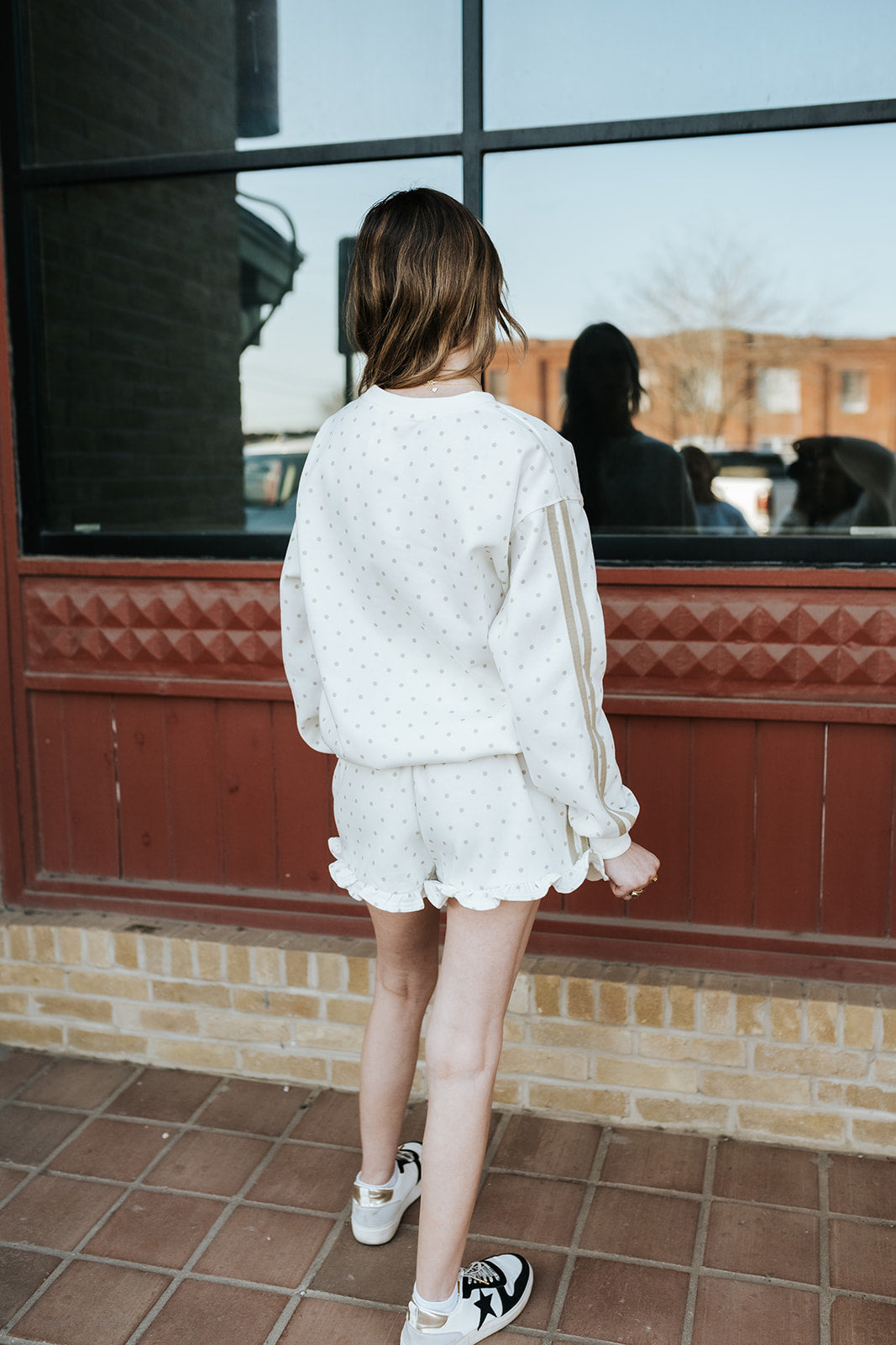 Cream/Taupe Polka Dot French Terry Sweatshirt IKT300538-03
