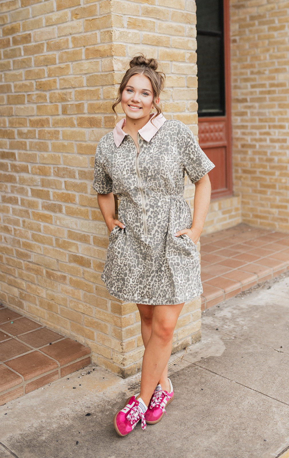 Zippered Leopard Mini Dress TF26-0229