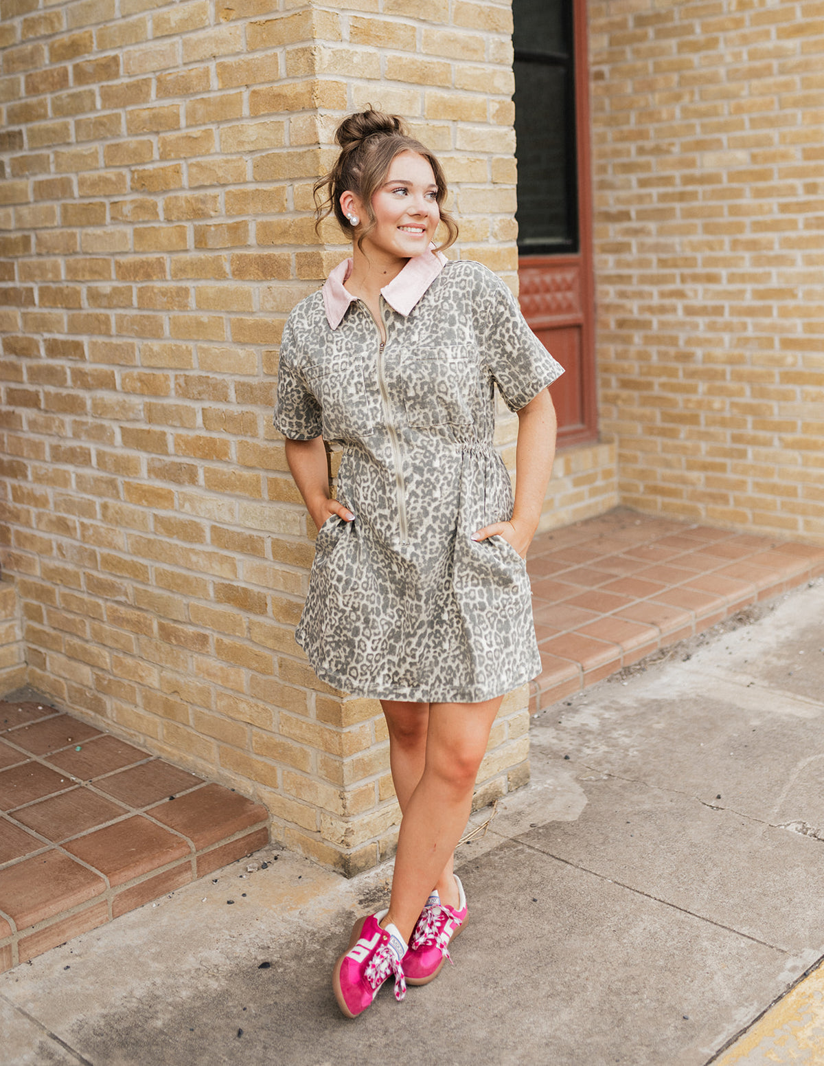 Zippered Leopard Mini Dress TF26-0229