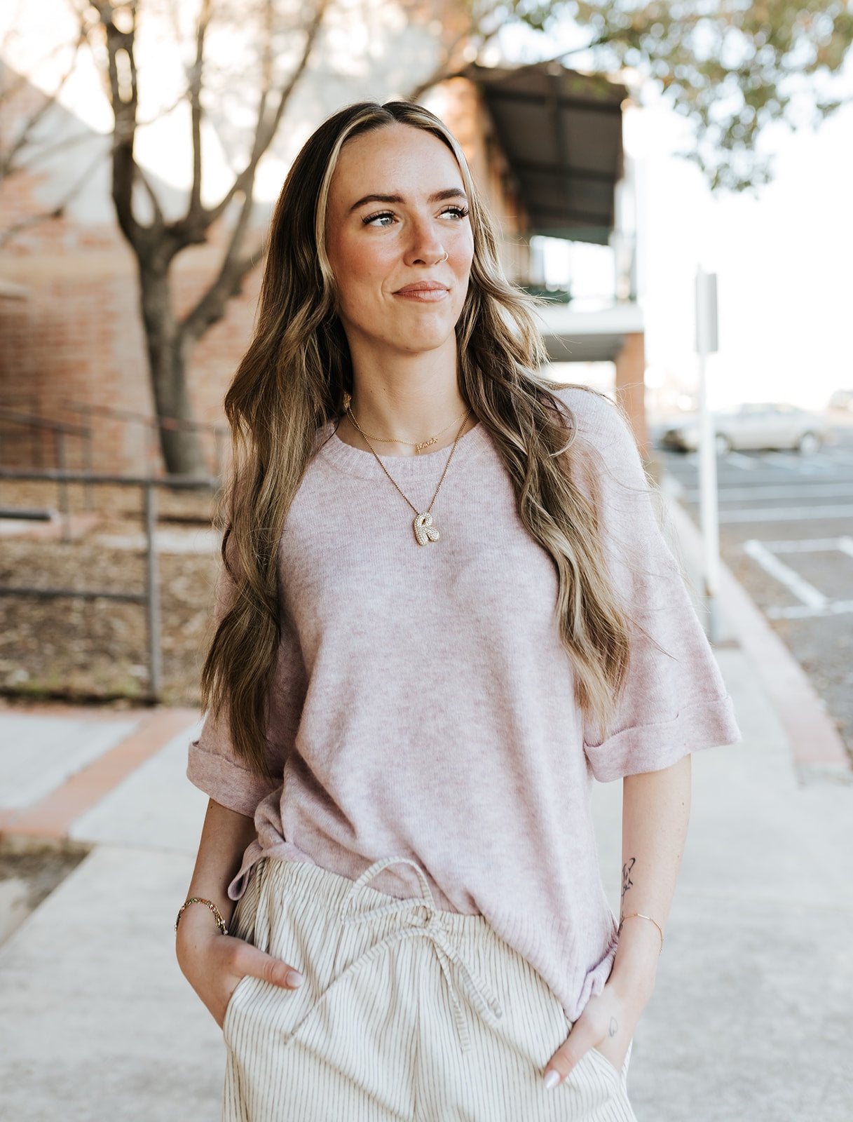 Vivid Lilac Catrina Short Sleeve Sweater