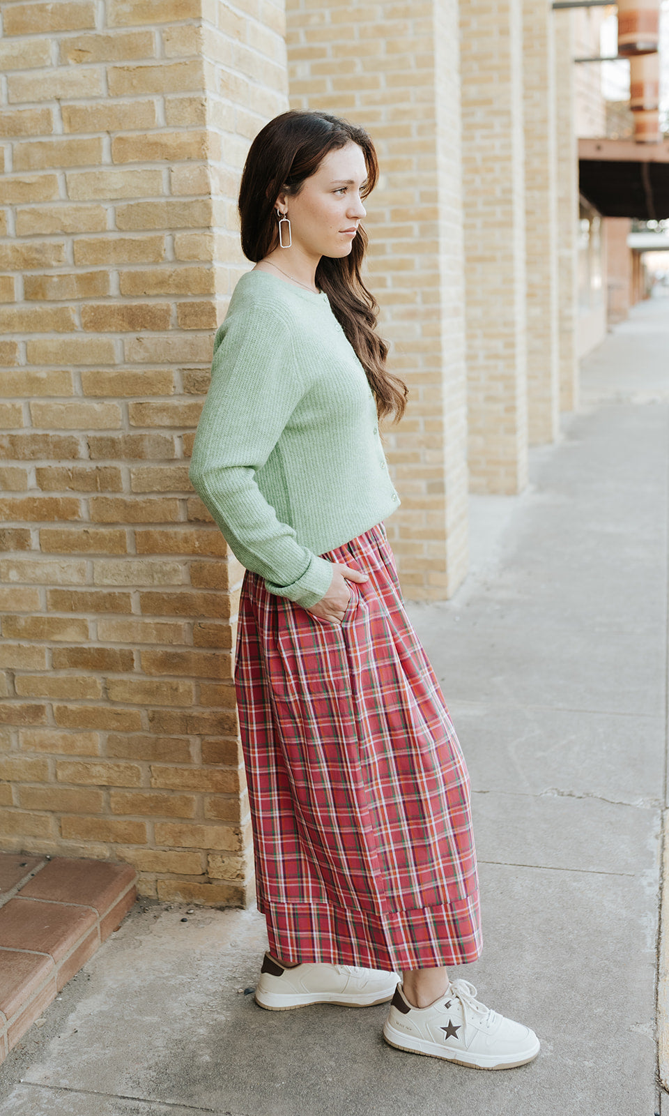 Fuchsia Plaid Wide Leg Pants WL25-12216
