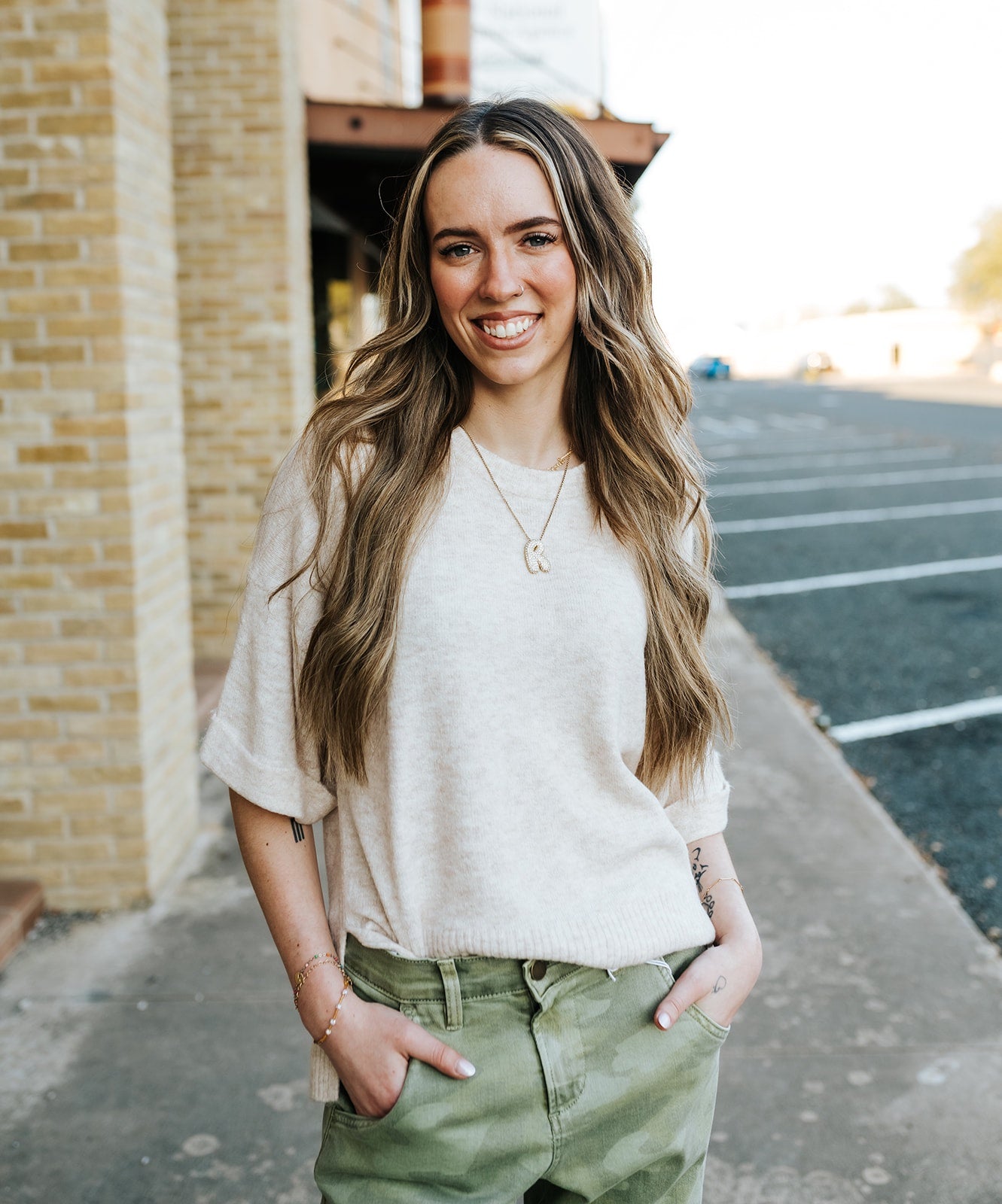 Heather Oatmeal Catrina Short Sleeve Sweater