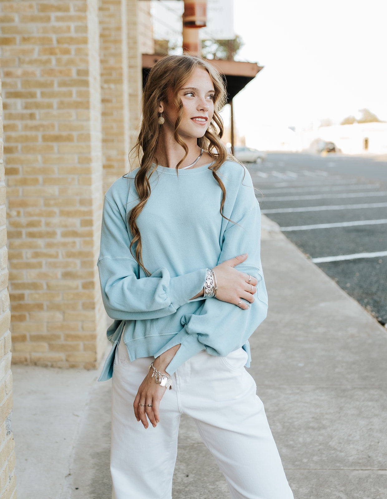 Pigment Milky Blue Trenton Sweater