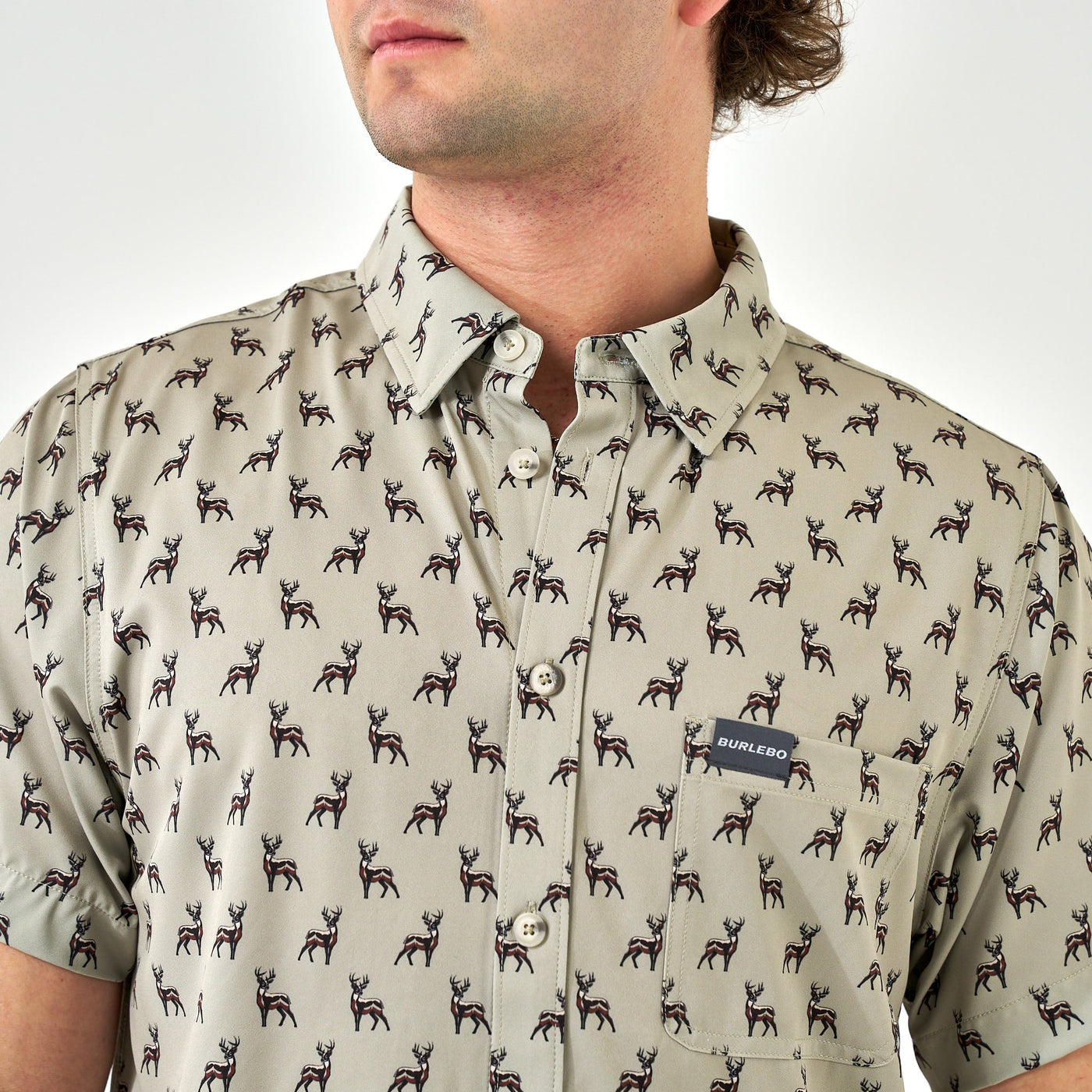 Burlebo Whitetail Green Performance Button Up