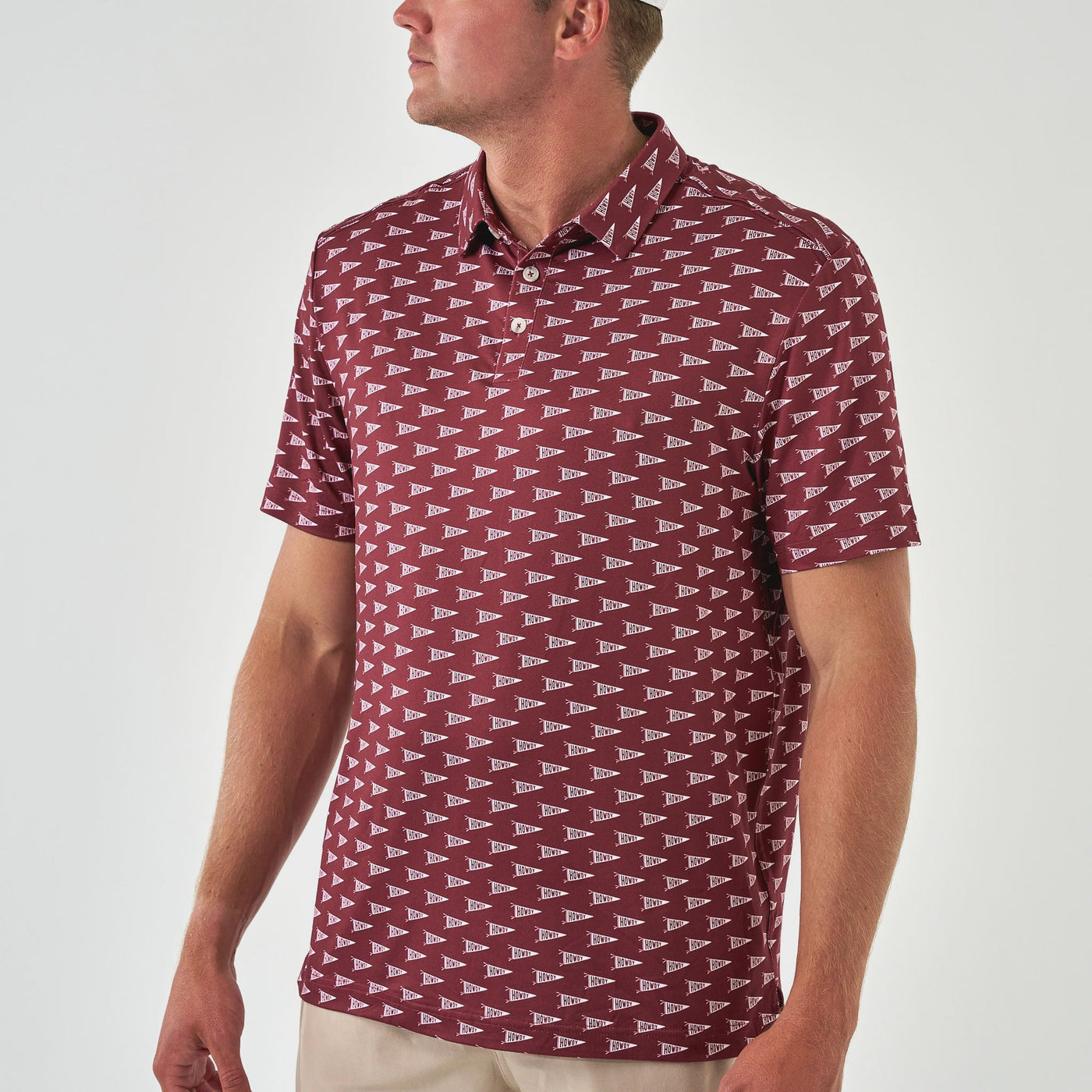 Burlebo Maroon Howdy Pennants Performance Polo