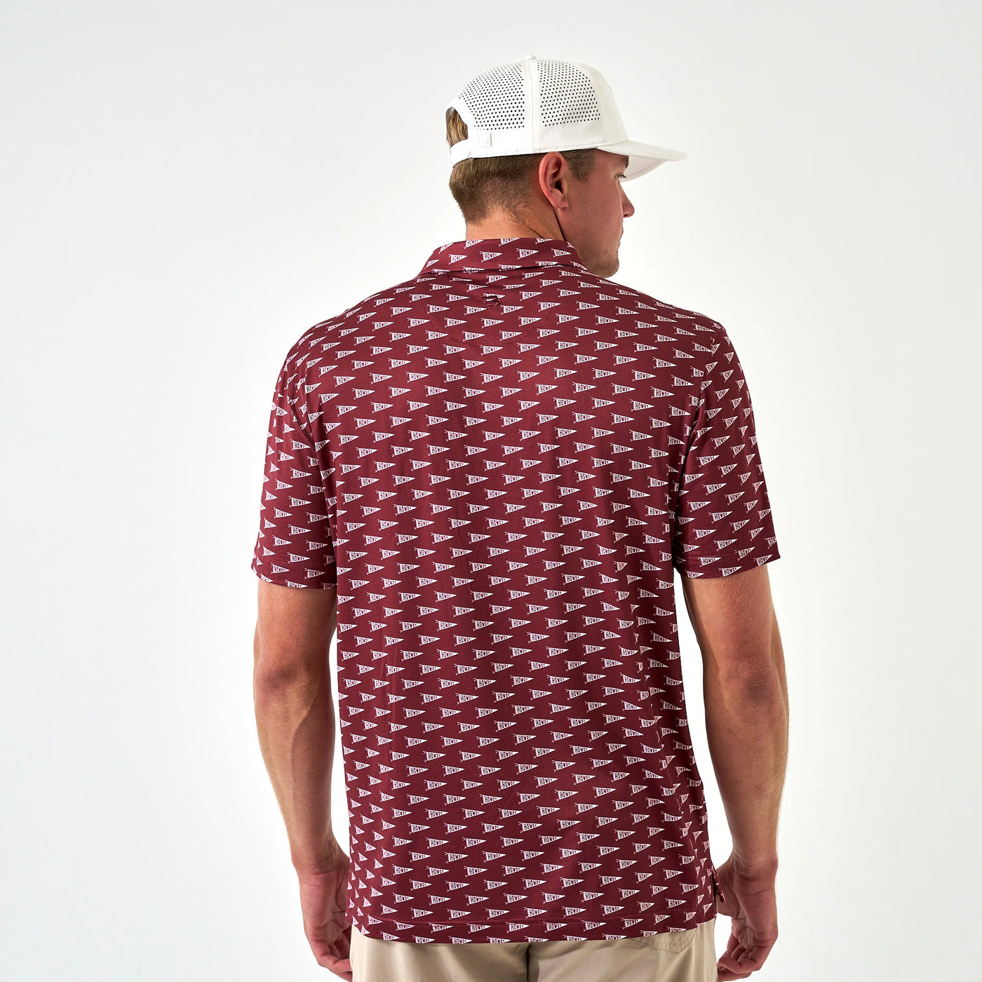 Burlebo Maroon Howdy Pennants Performance Polo