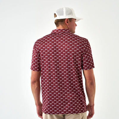 Burlebo Maroon Howdy Pennants Performance Polo