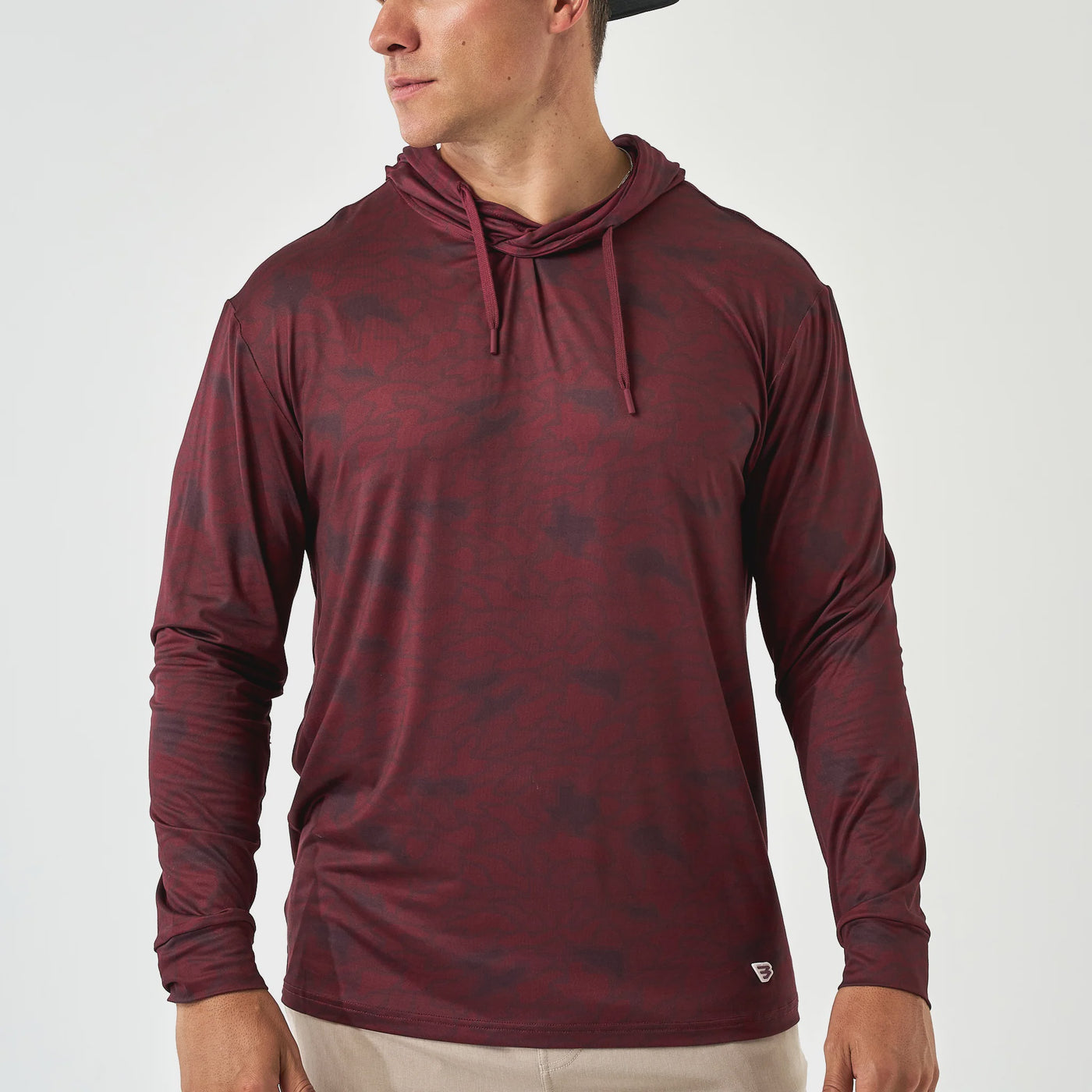 Burlebo Maroon Texas Camo Performance Hoodie
