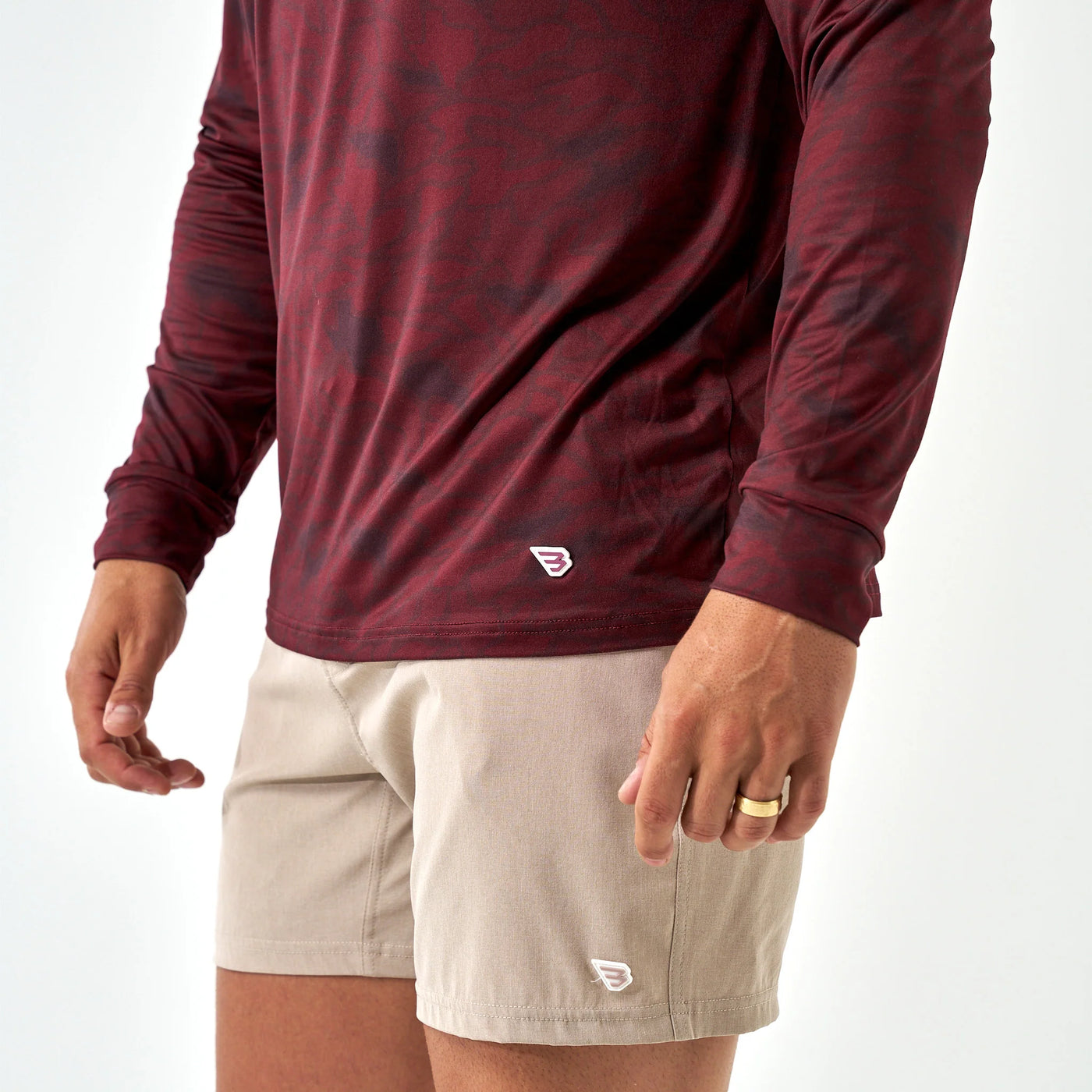 Burlebo Maroon Texas Camo Performance Hoodie