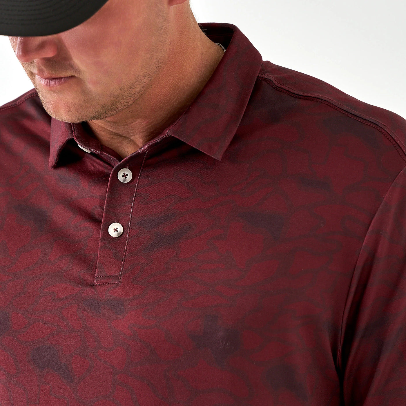 Burlebo Maroon Texas Camo Performance Polo
