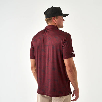 Burlebo Maroon Texas Camo Performance Polo