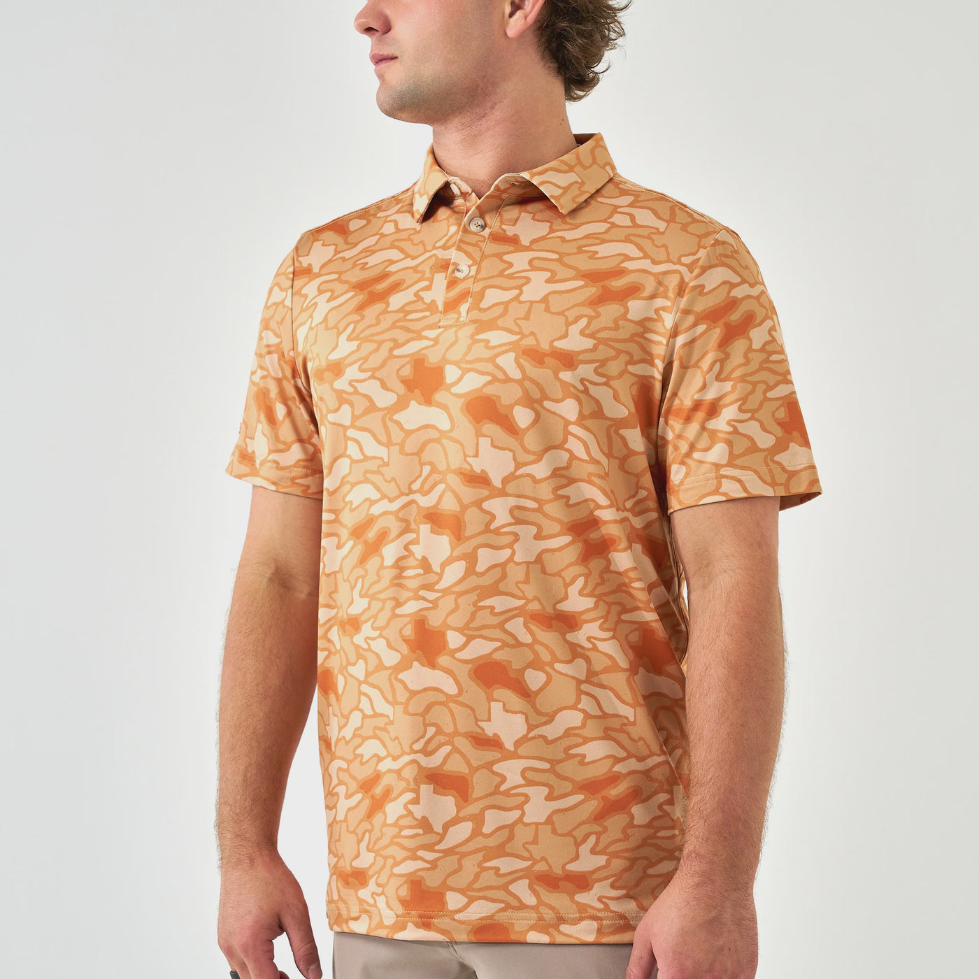 Burlebo Orange Texas Camo Performance Polo