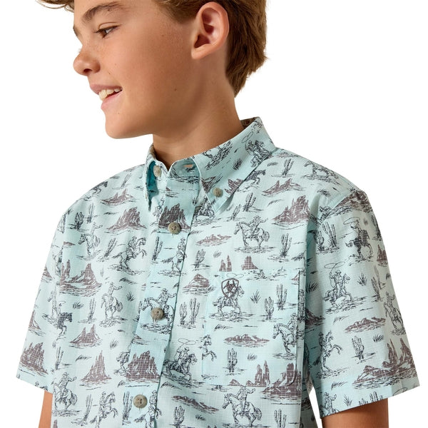 10071677 YTH Pratt Shirt BLUE GLOW SHORT SLEEVE