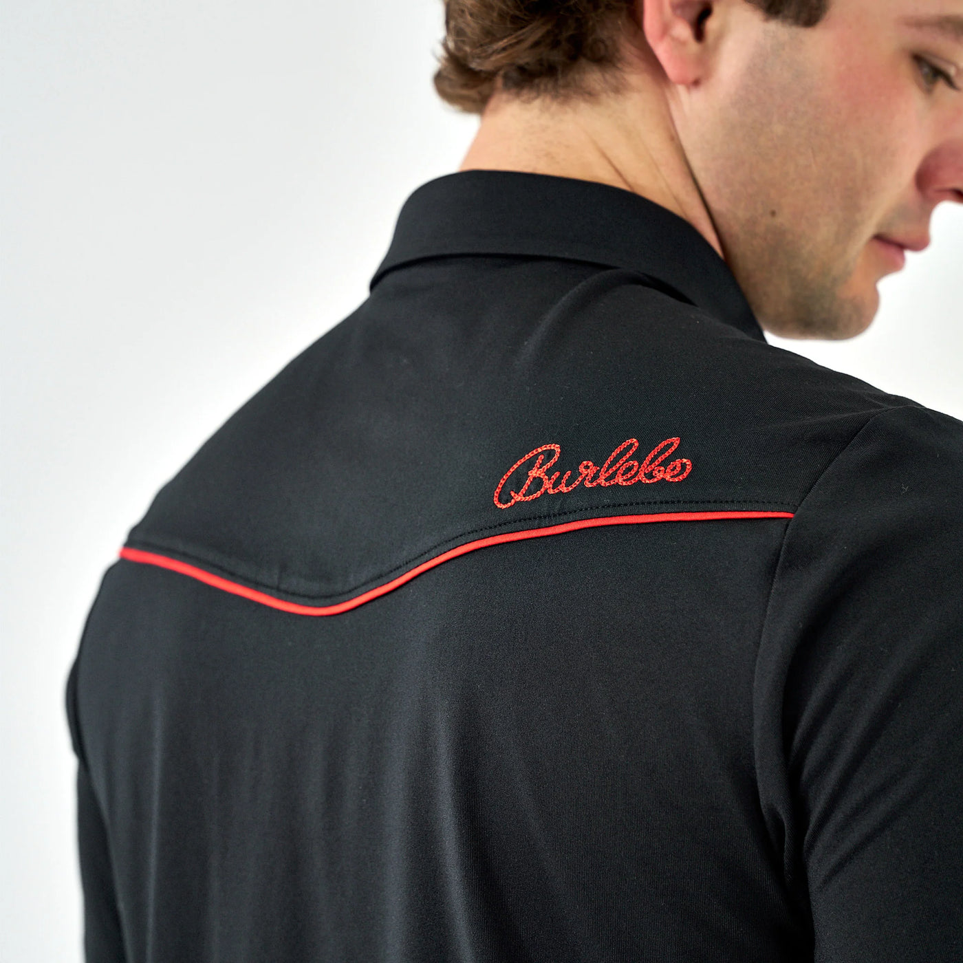 Burlebo Black & Red Pearl Snap Performance Polo