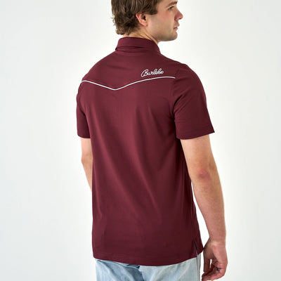 Burlebo Maroon Pearl Snap Performance Polo