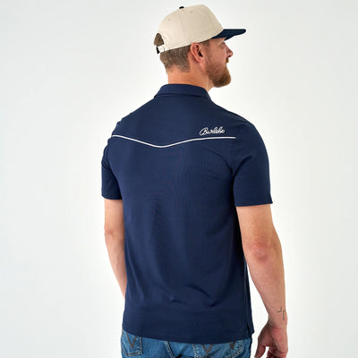 Burlebo Navy Pearl Snap Performance Polo