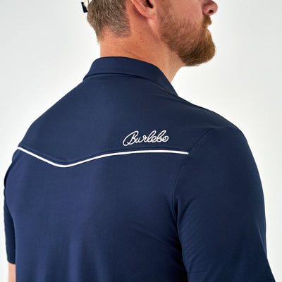 Burlebo Navy Pearl Snap Performance Polo